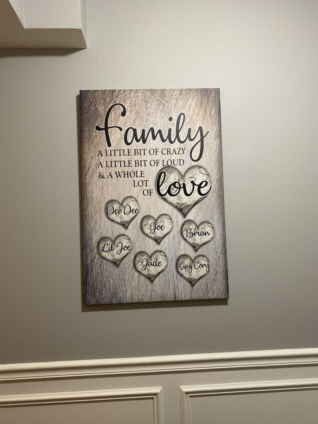 Customer photo review of Personalized "The Love Of A Family" Premium Canvas