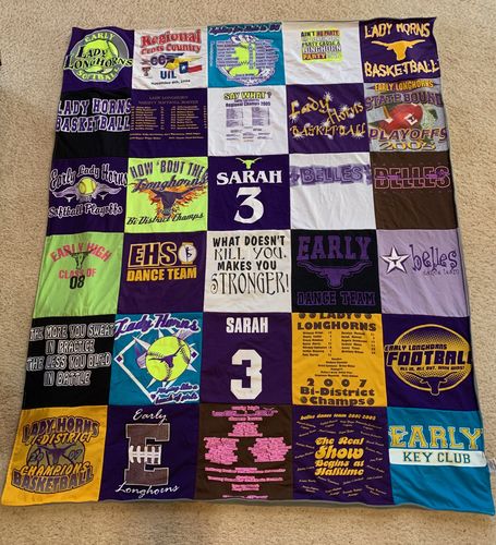 T-shirt quilt featuring early high school longhorns football by Elizabeth from TX