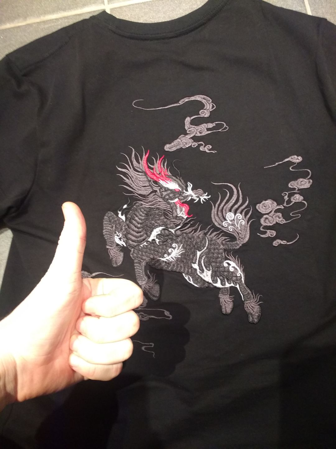 Customer photo review of The Kirin Embroidered Sukajan T-shirt