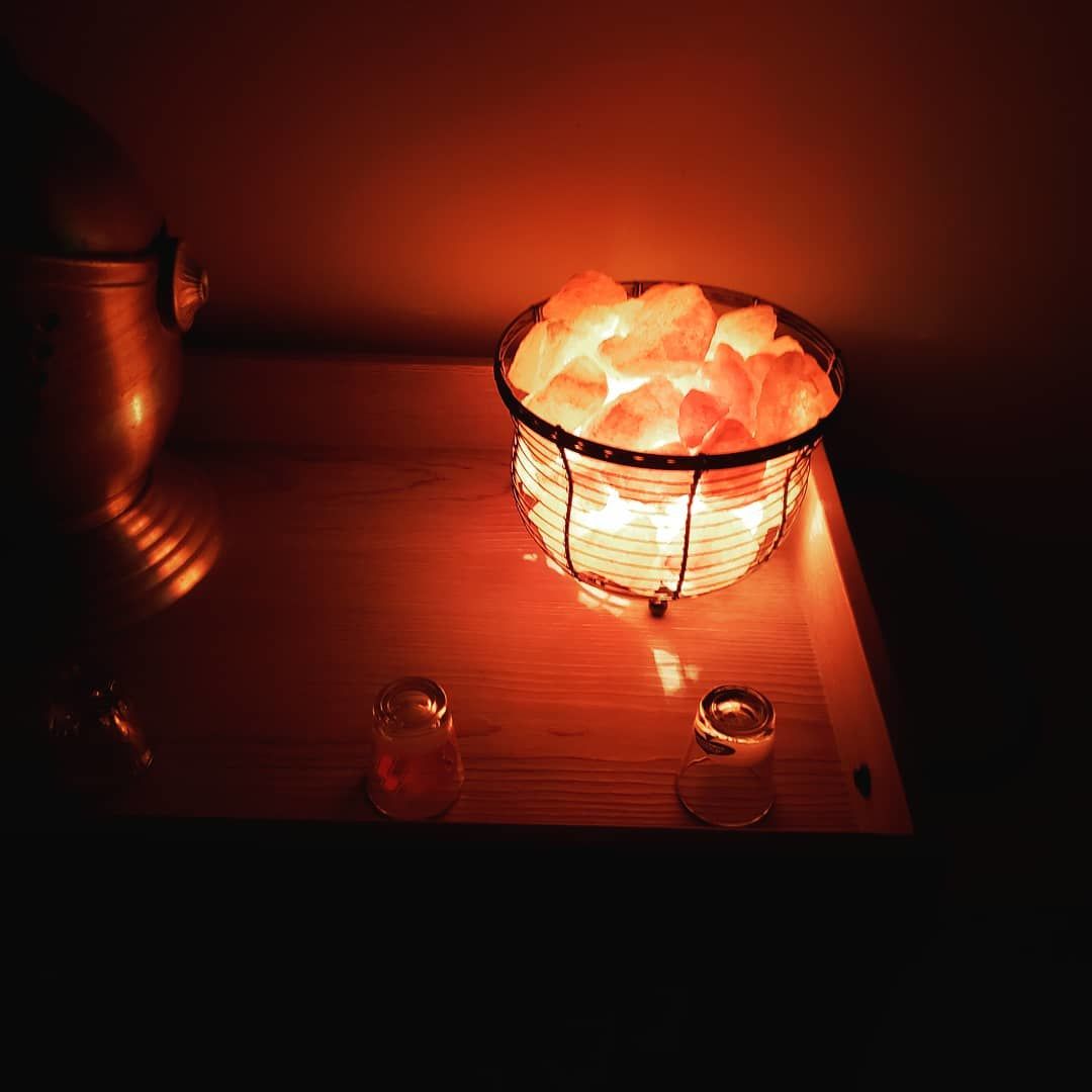 Customer photo review of Basket Salt Lamp With Salt Chunks