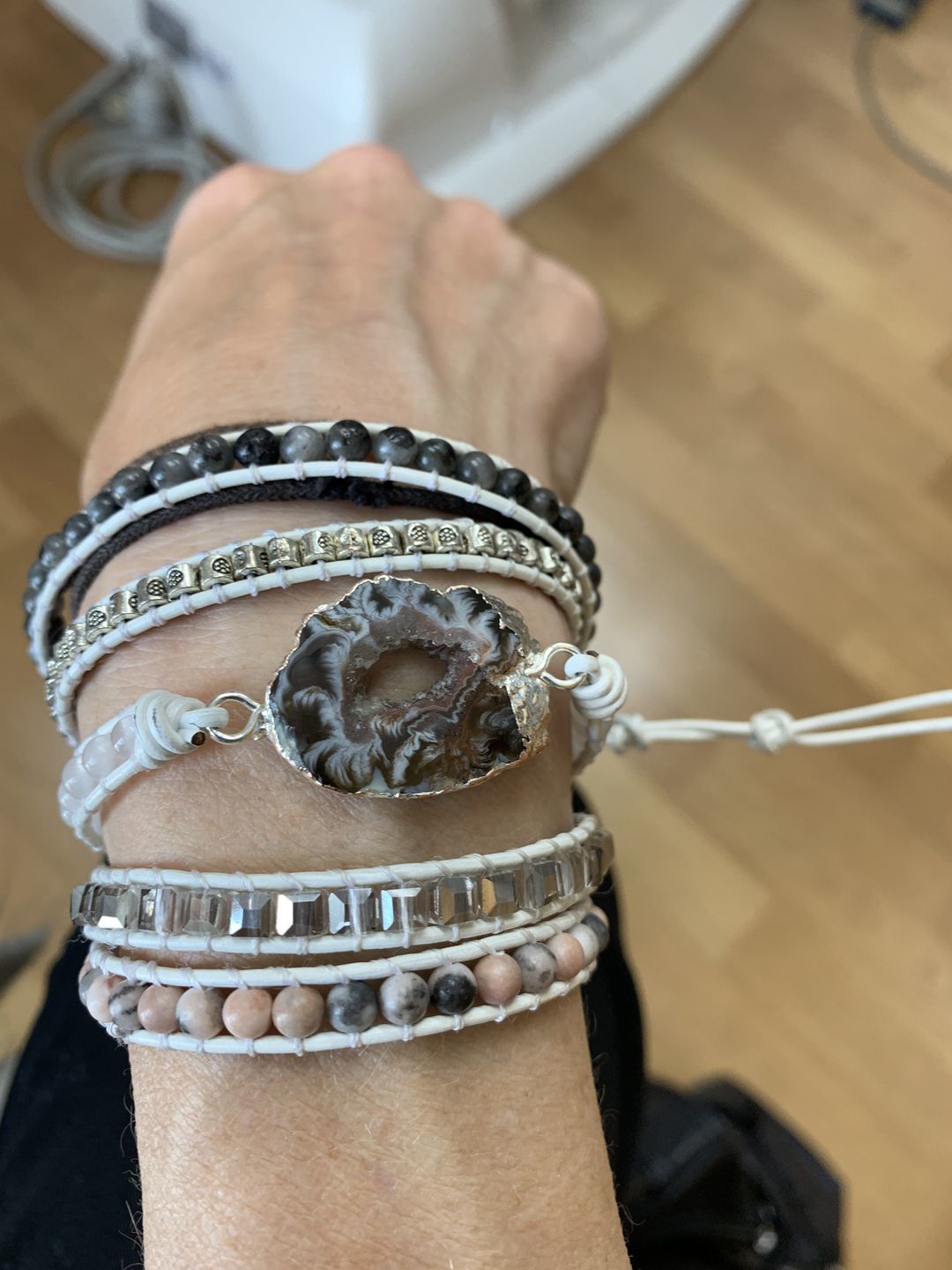 Customer photo review of White Labradorite Wrap Bracelet