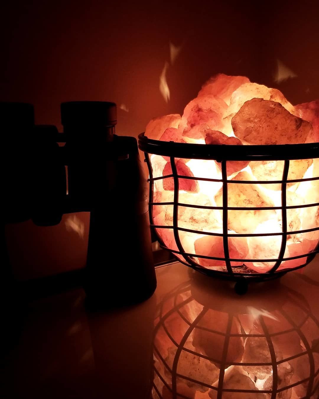 Customer photo review of Basket Salt Lamp With Salt Chunks