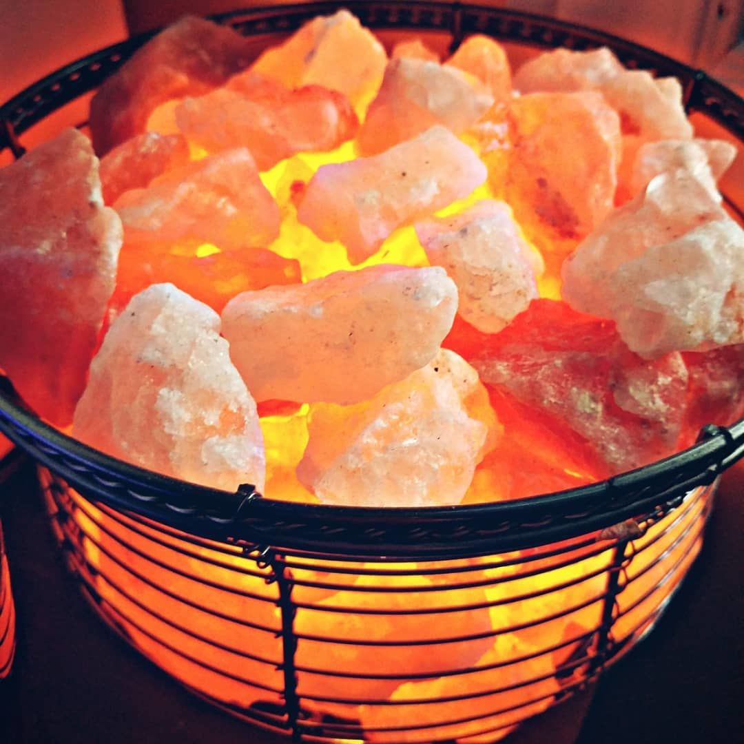 Customer photo review of Basket Salt Lamp With Salt Chunks