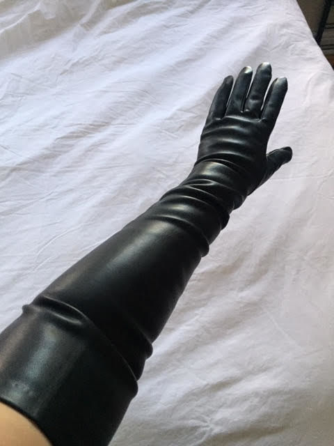 Customer photo review of Opera Gloves in Black Faux Leather