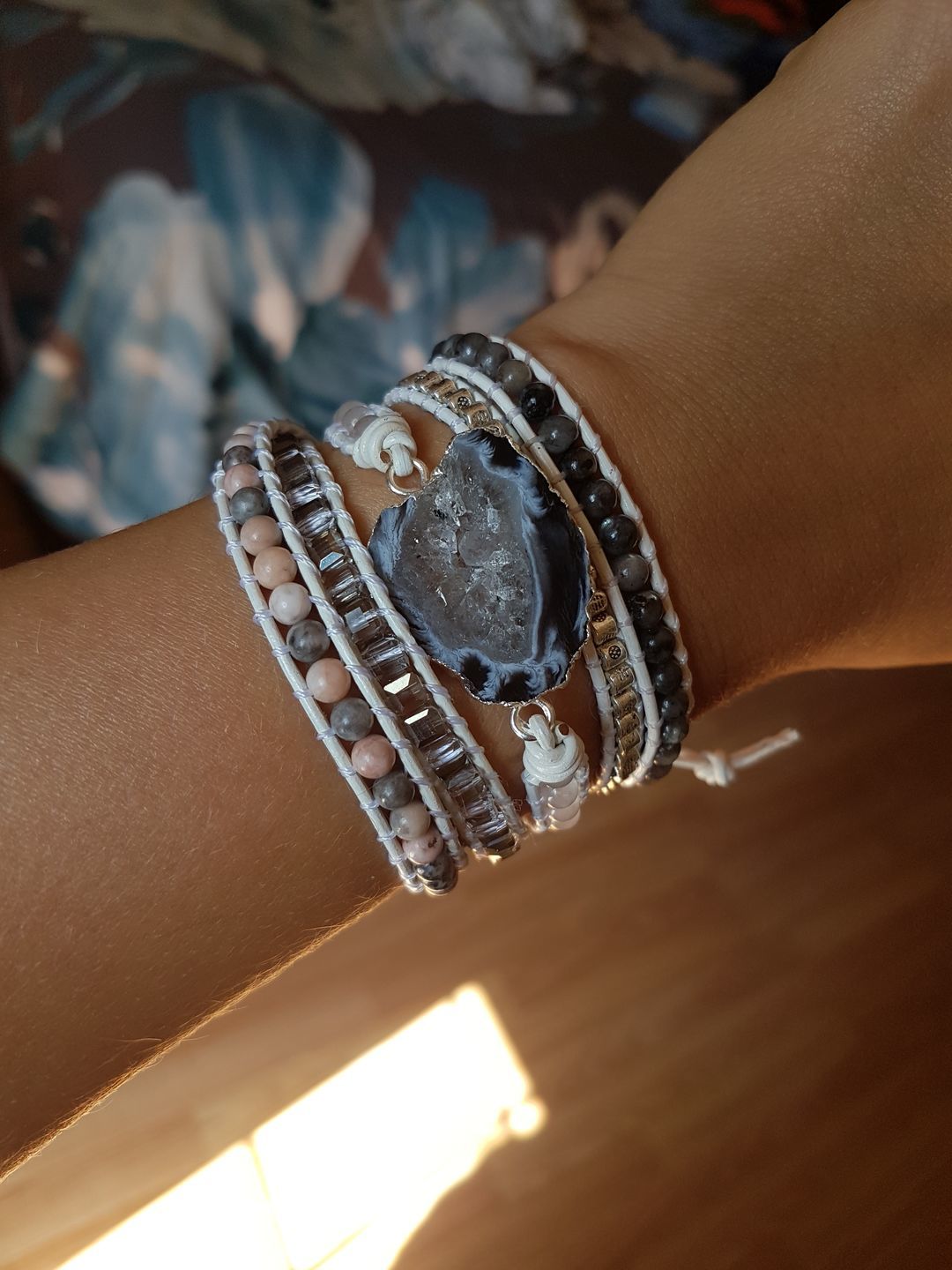 Customer photo review of White Labradorite Wrap Bracelet