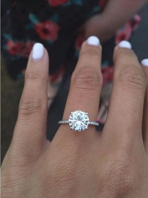 Customer photo review of S925 2.0 Ct Round Cut Engagement Ring Hidden Halo Everyday Wearable Ring In Sterling Silver
