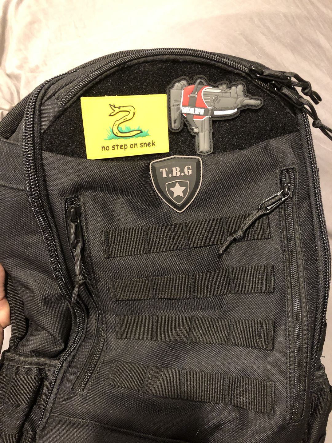 Customer photo review of Emotional Support Uzi Morale Patch