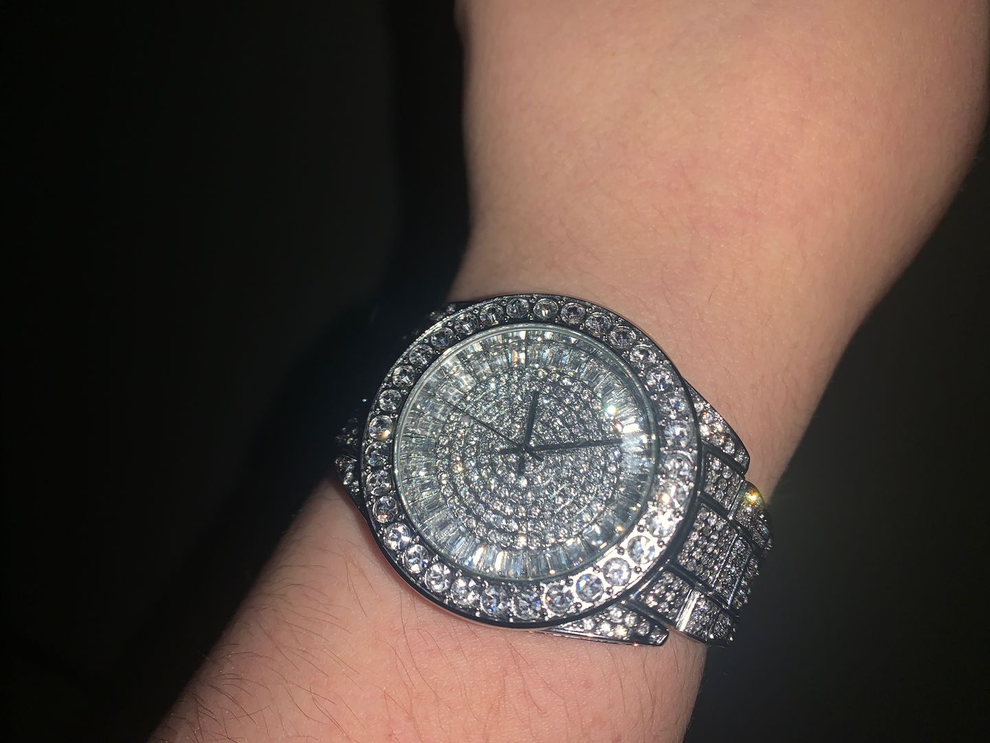 Customer photo review of Rhodium 41MM Big Face Iced Out Watch