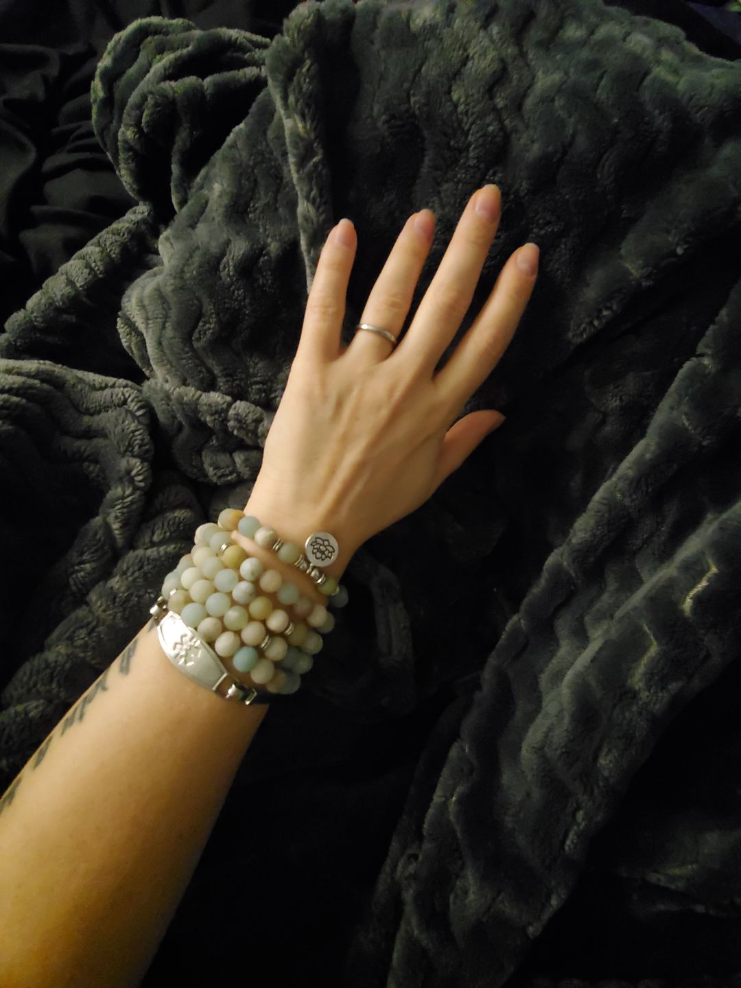 Customer photo review of 108 Natural Matte Amazonite Stone Mala Prayer Beads