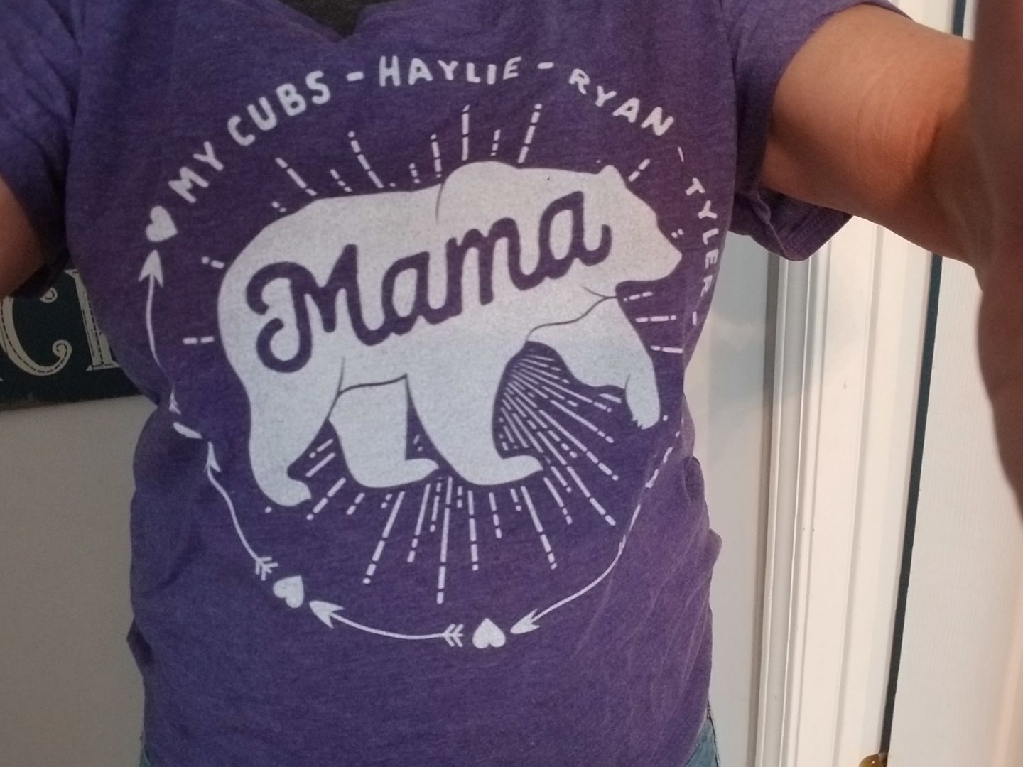 Customer photo review of Personalized Mama Bear Slouchy Dolman Sleeve Tee