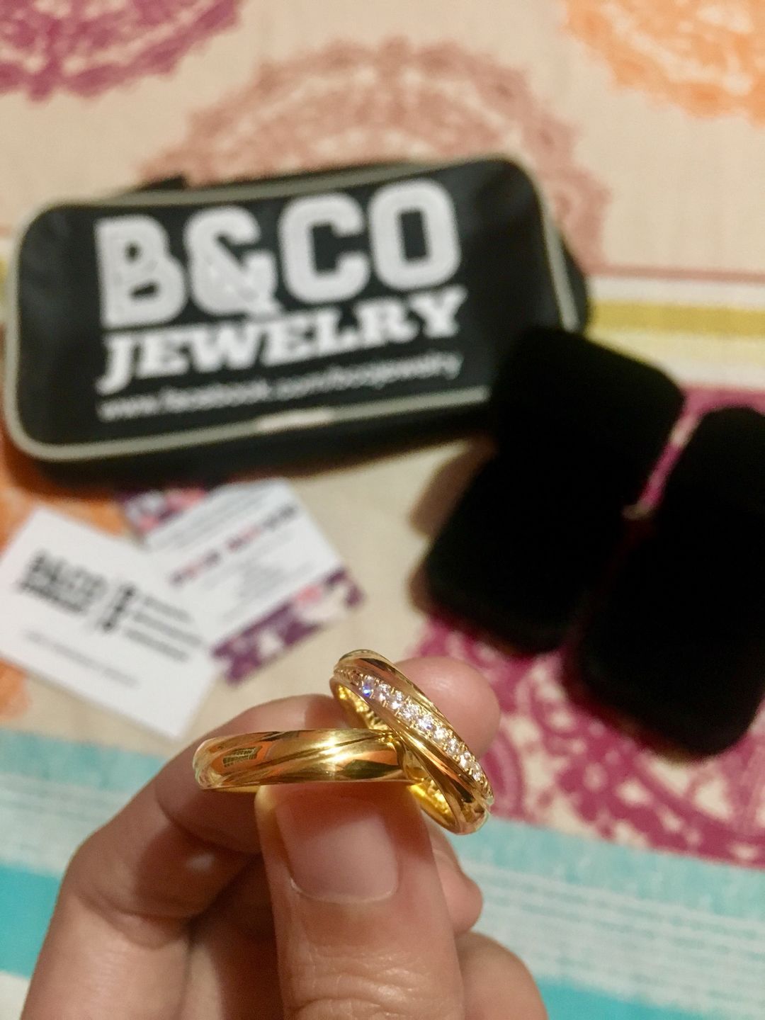 Customer photo review of Burgundy Wedding Rings