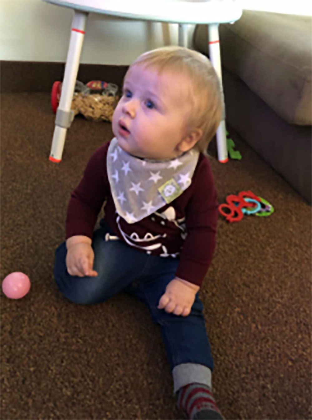 Customer photo review of Organic Baby Bandana Bibs