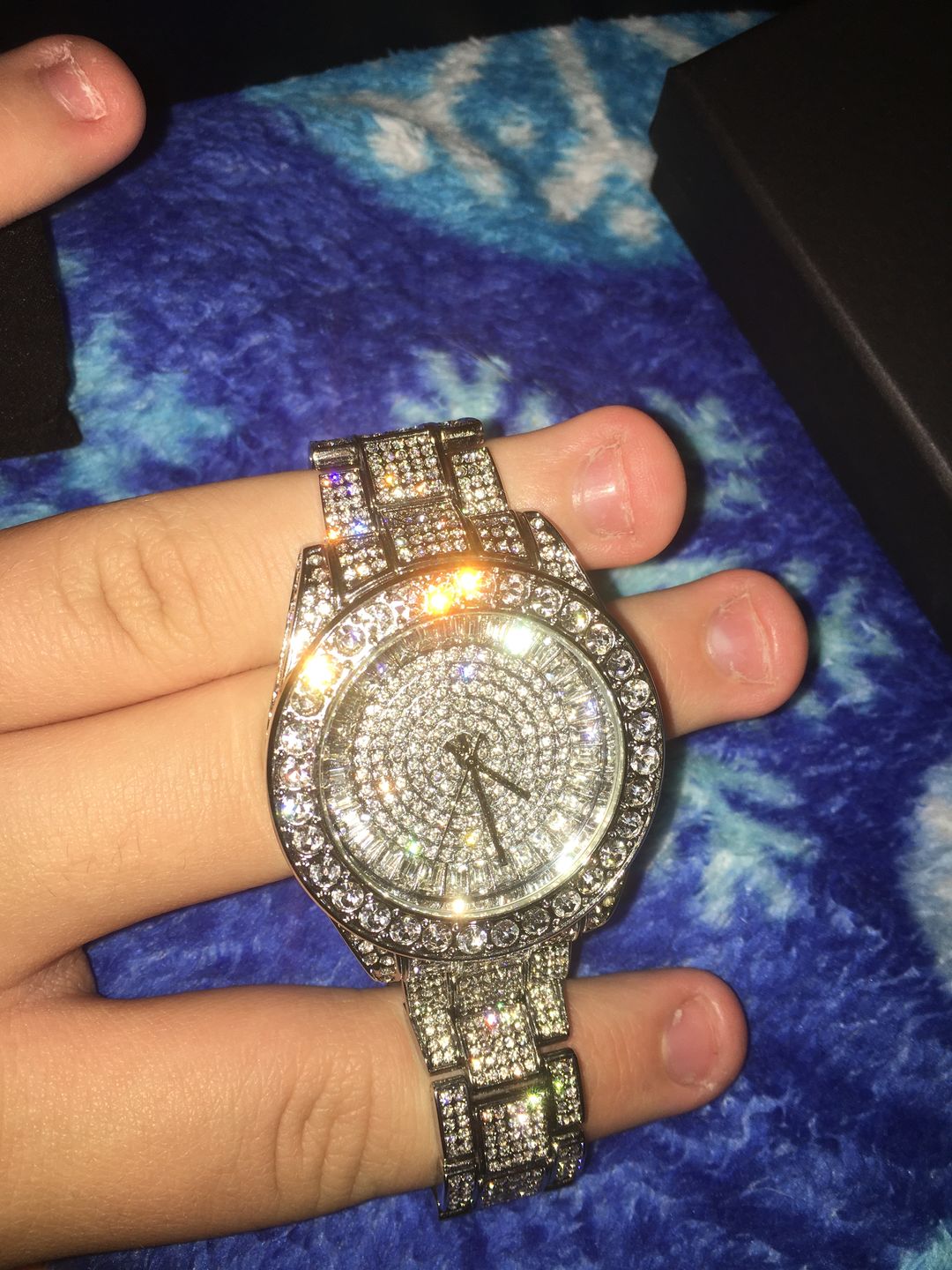 Customer photo review of Rhodium 41MM Big Face Iced Out Watch