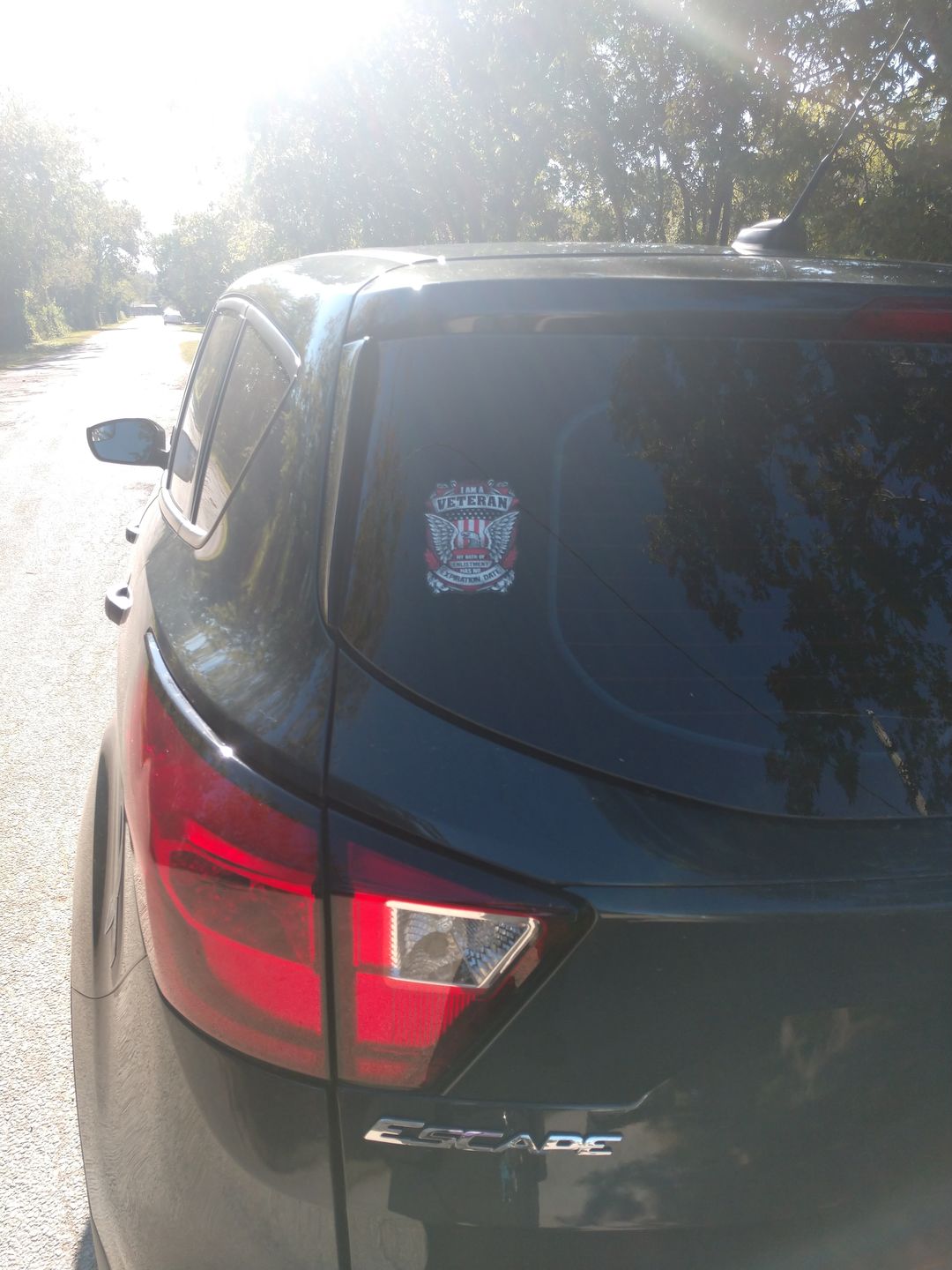 Customer photo review of I Am A Veteran - Eagle 4" Decal