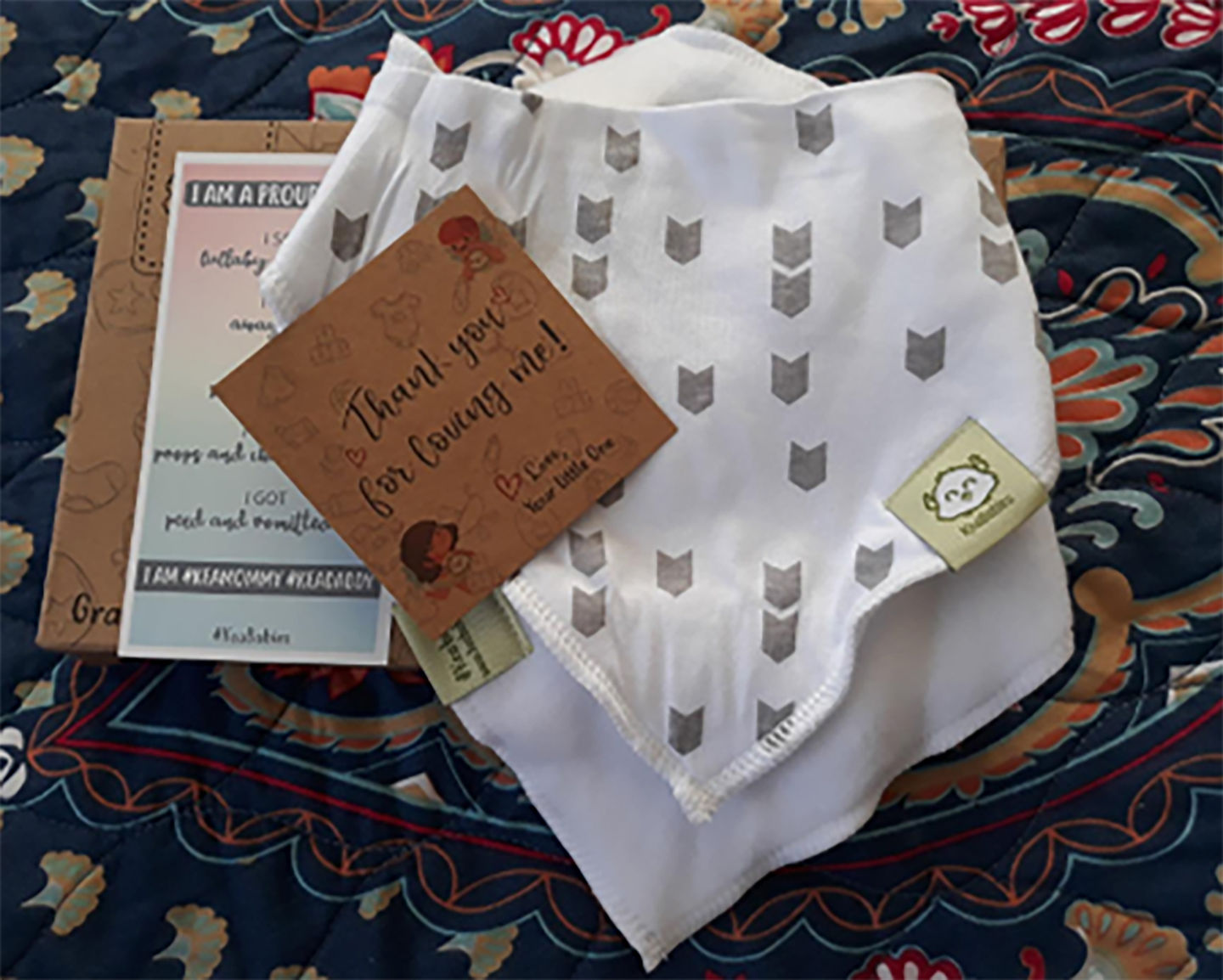 Customer photo review of Organic Baby Bandana Bibs