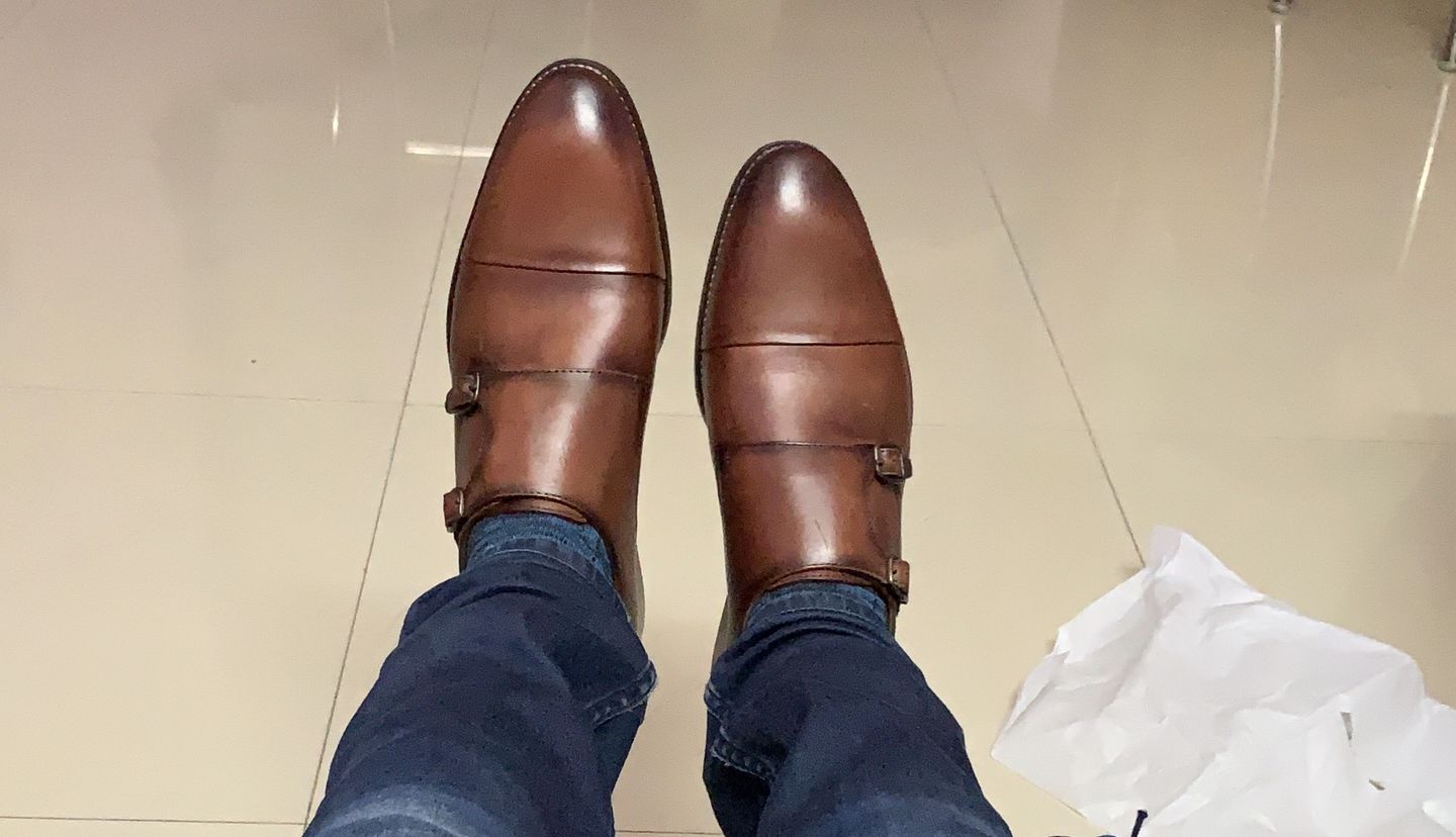 Customer photo review of Double Monk Straps Cap toe - Brown