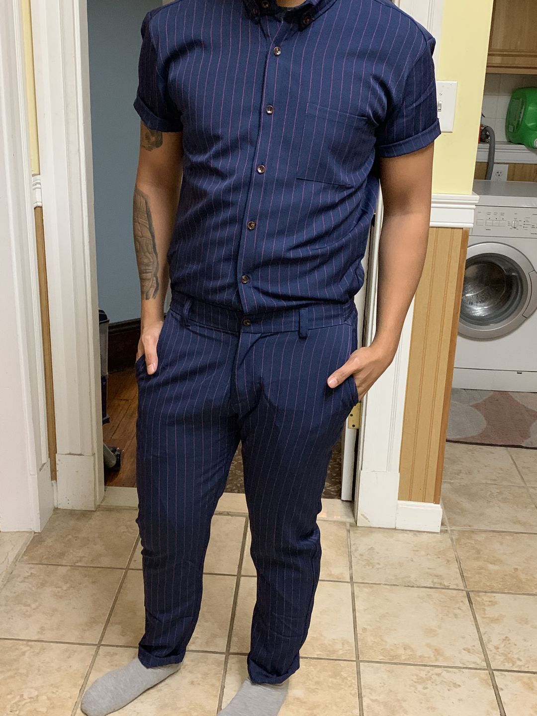 Customer photo review of Navy Chateaux Jumpsuit