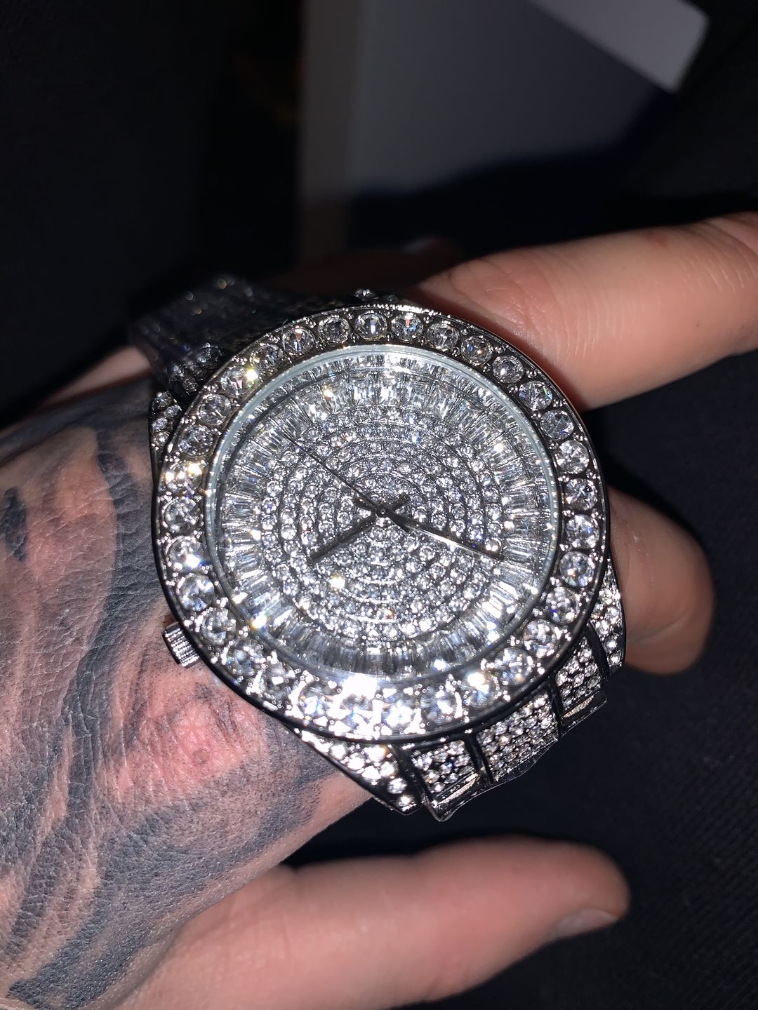 Customer photo review of Rhodium 41MM Big Face Iced Out Watch