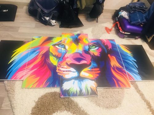 Lion Colorful Rainbow Abstract 5 Panel Canvas Print Wall Art Gotithere Com Abstract lion split canvas wall art pictures prints larger. lion colorful rainbow abstract 5 panel