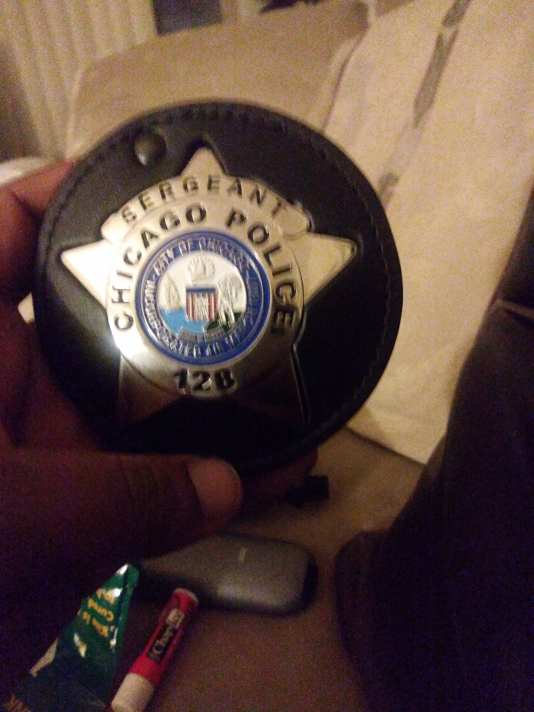 Customer photo review of Chicago Sergeant Police Badge Solid Copper Replica Movie Props With Number 128