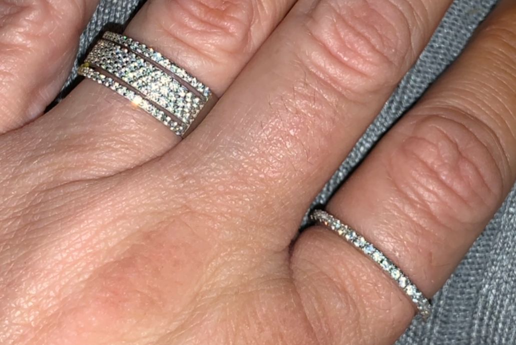 Customer photo review of Louily Unique Wide Women's Wedding Band In Sterling Silver