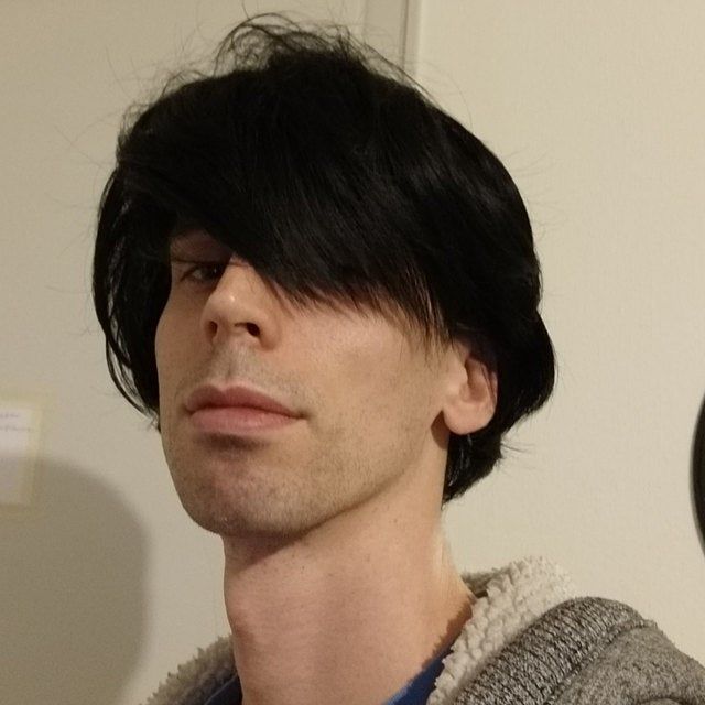 Customer photo review of Men Black Short Straight Fringe-Bangs Pixie Cosplay Wig