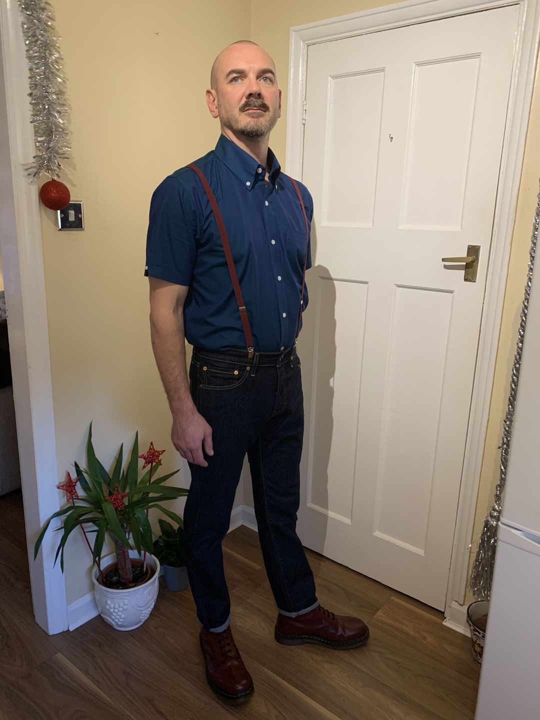Customer photo review of **NEW** Shirt Short Sleeve  - Two Tone Blue