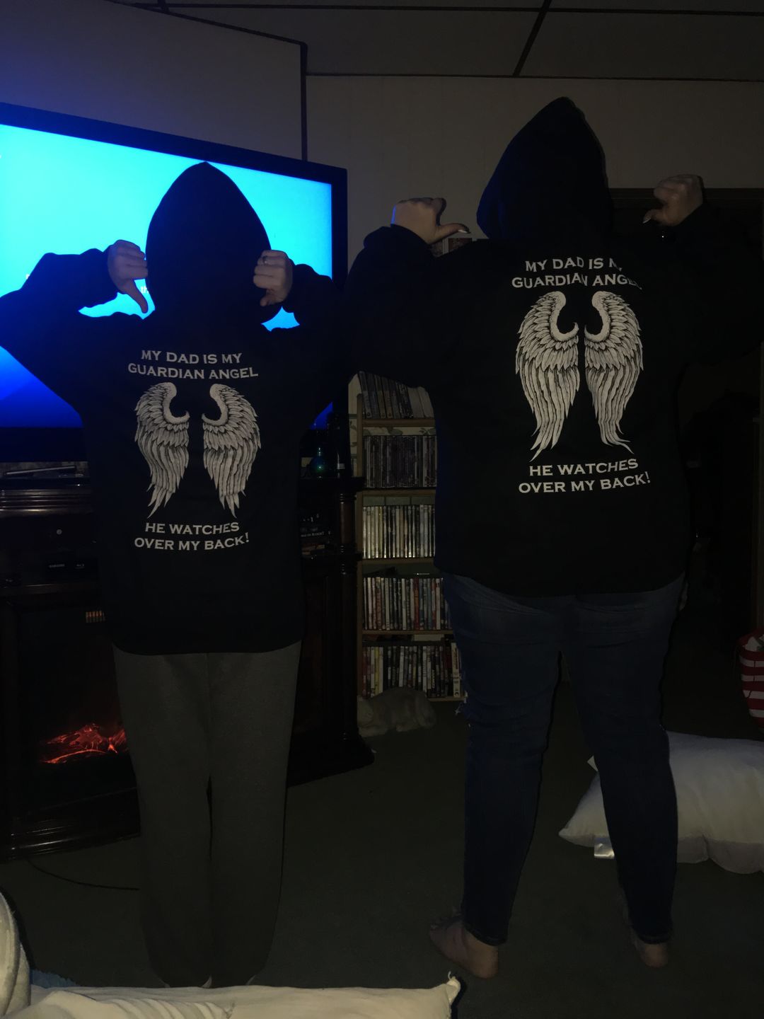 Customer photo review of My Dad Is My Guardian Angel Hoodie