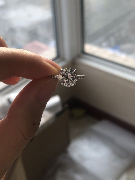Customer photo review of S925 2.0 Ct Round Cut Engagement Ring Hidden Halo Everyday Wearable Ring In Sterling Silver