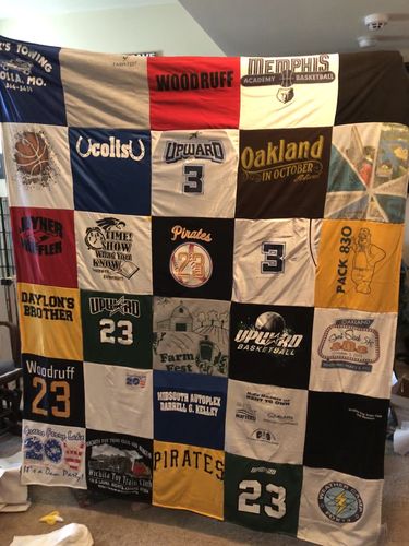 T-shirt quilt featuring upward basketball, pirates by Dawn from TN