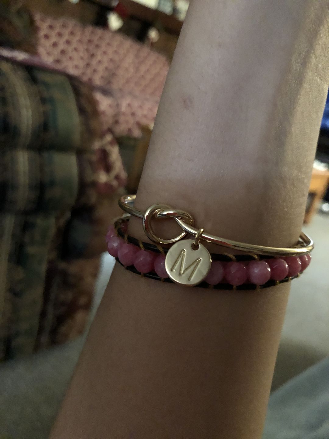 Customer photo review of AC Coin Initial Bangle Bracelet