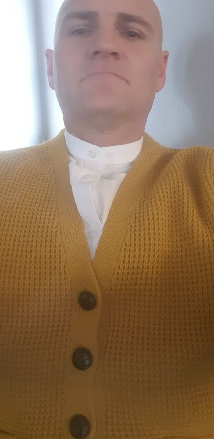Customer photo review of Waffle Knit Cardigan - Mustard
