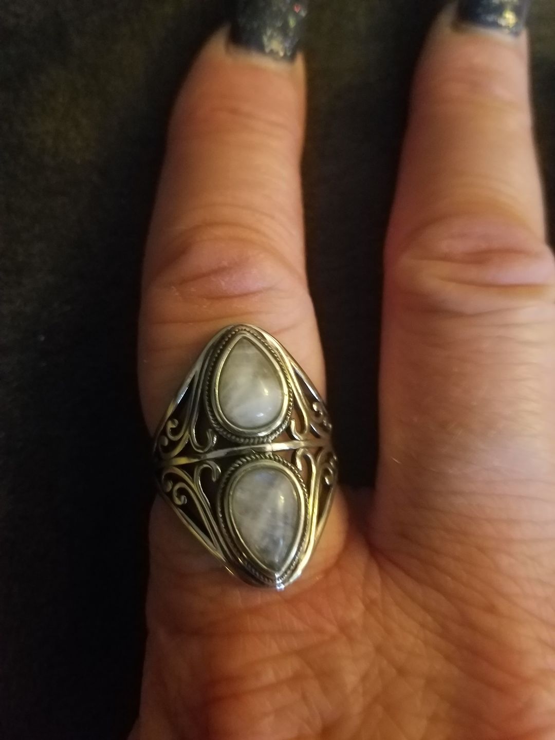 Customer photo review of Natural Rainbow Moonstone Ring