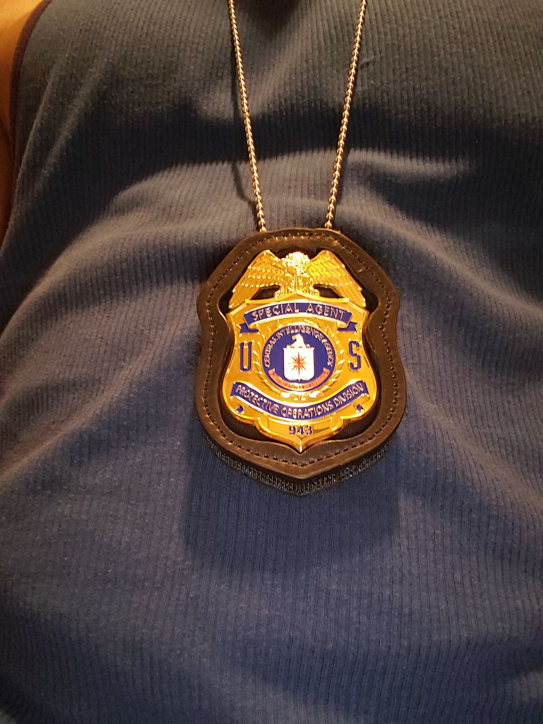 Customer photo review of CIA Protective Operations Division Special Agent Badge Solid Copper Replica Movie Props #943