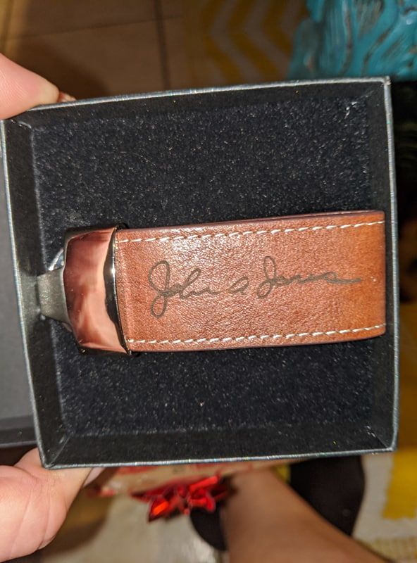 Customer photo review of Personalized Large Leather Keychain Loops