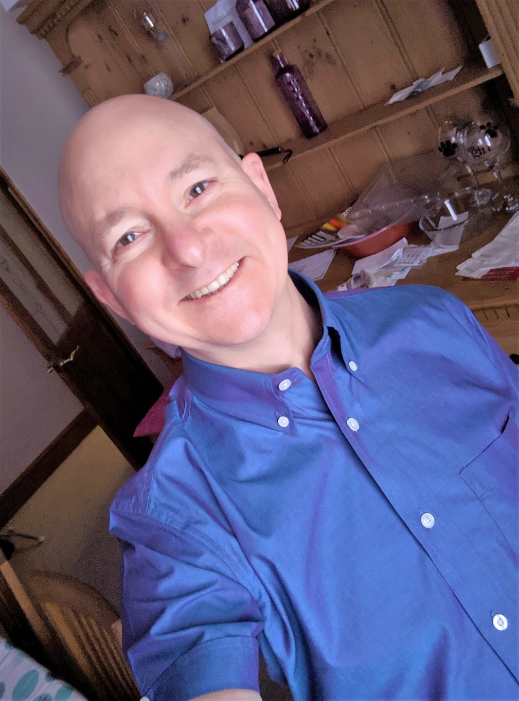 Customer photo review of **NEW** Shirt Short Sleeve  - Two Tone Blue