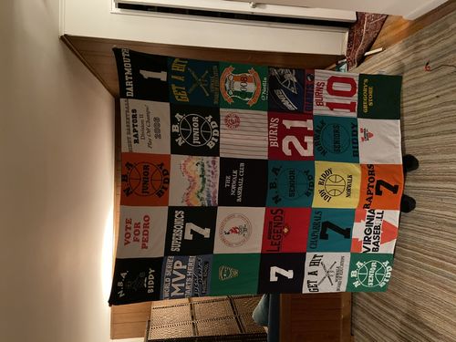T-shirt quilt featuring virginia raptors by Katharine from NJ