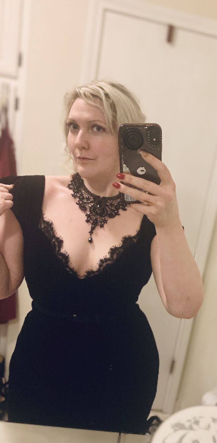 Customer photo review of Baudelaire Wiggle Dress in Black