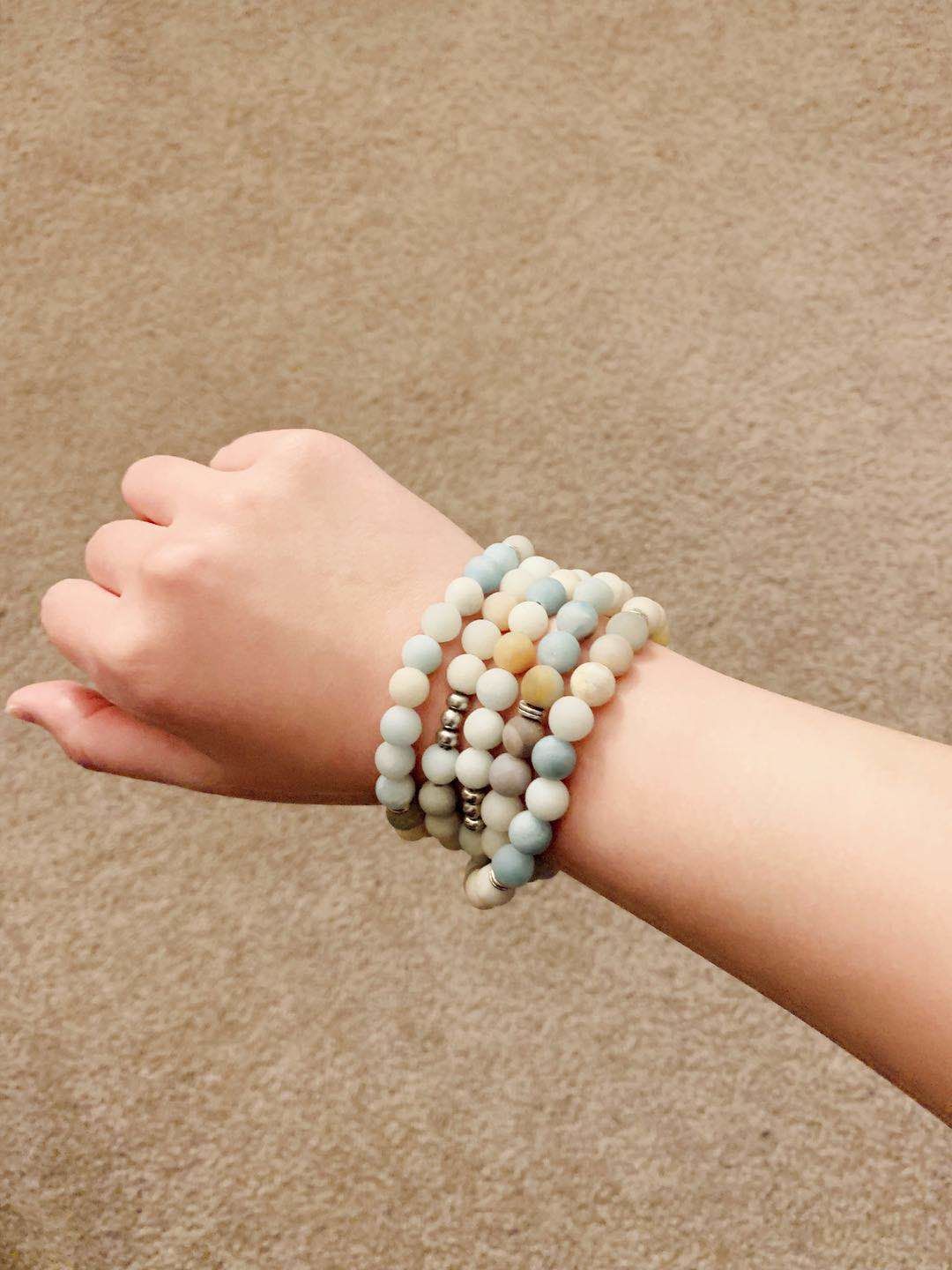 Customer photo review of 108 Natural Matte Amazonite Stone Mala Prayer Beads