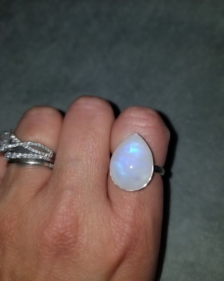 Customer photo review of Rain Drop Moonstone Ring