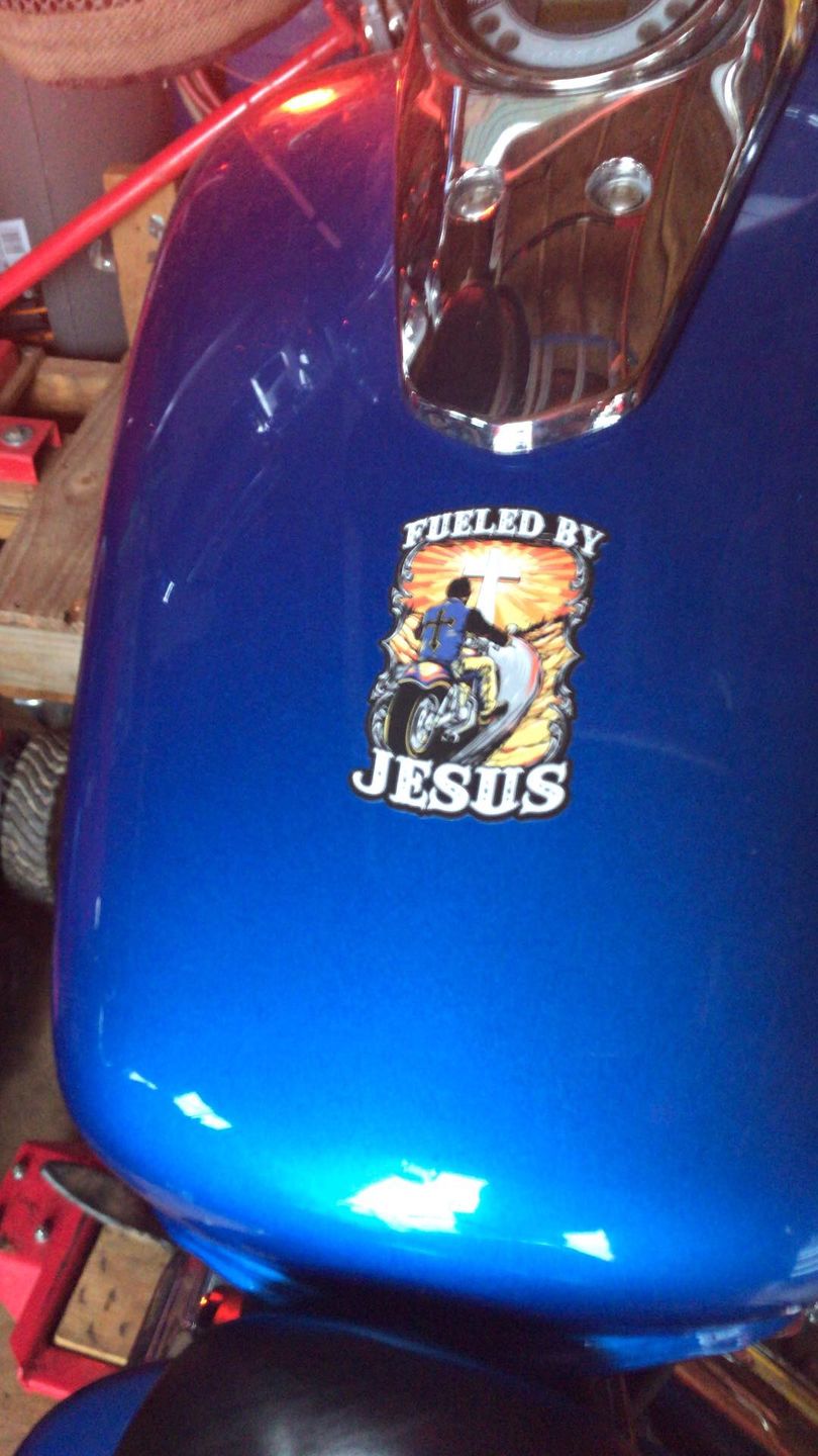 Customer photo review of Fueled By Jesus 4" Decal
