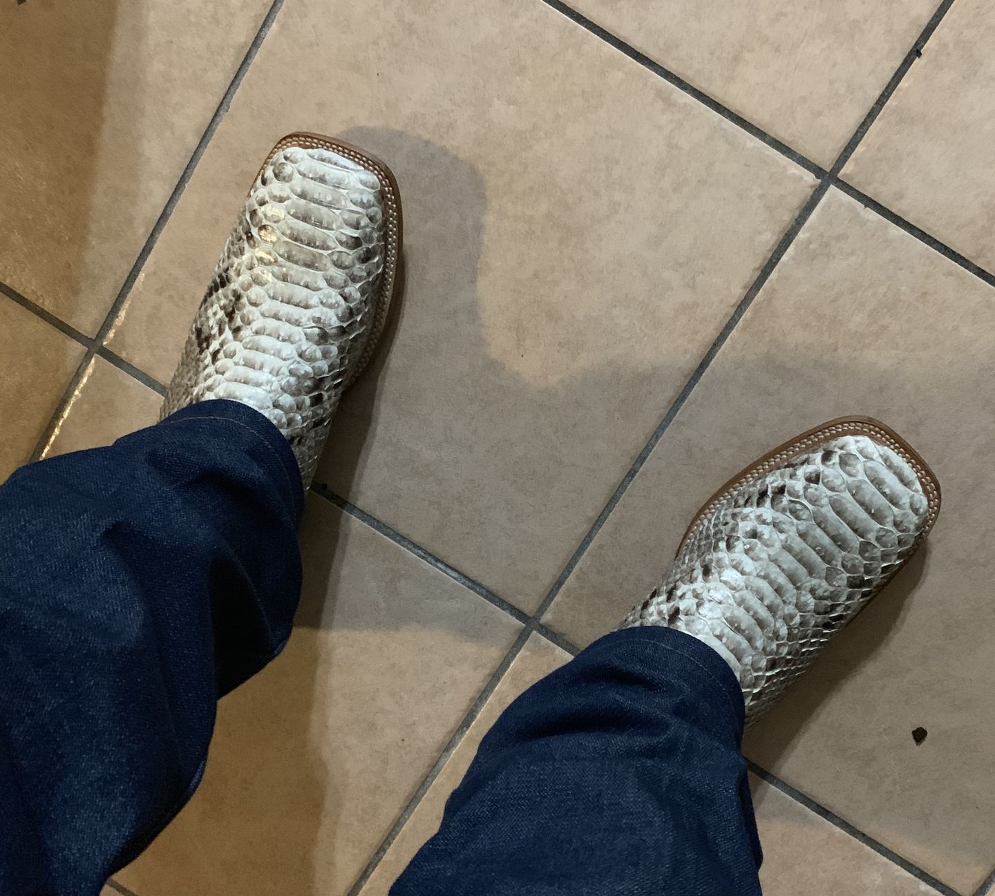 Customer photo review of Cowtown Men’s Square Toe Python Boot Q818