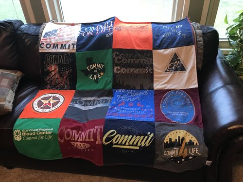 T-shirt quilt with healthcare, community service themes by Christopher from TX