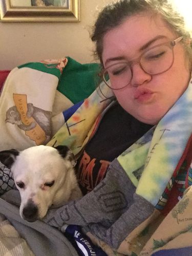 T-shirt quilt with dogs, quilting themes by Betsy from MA