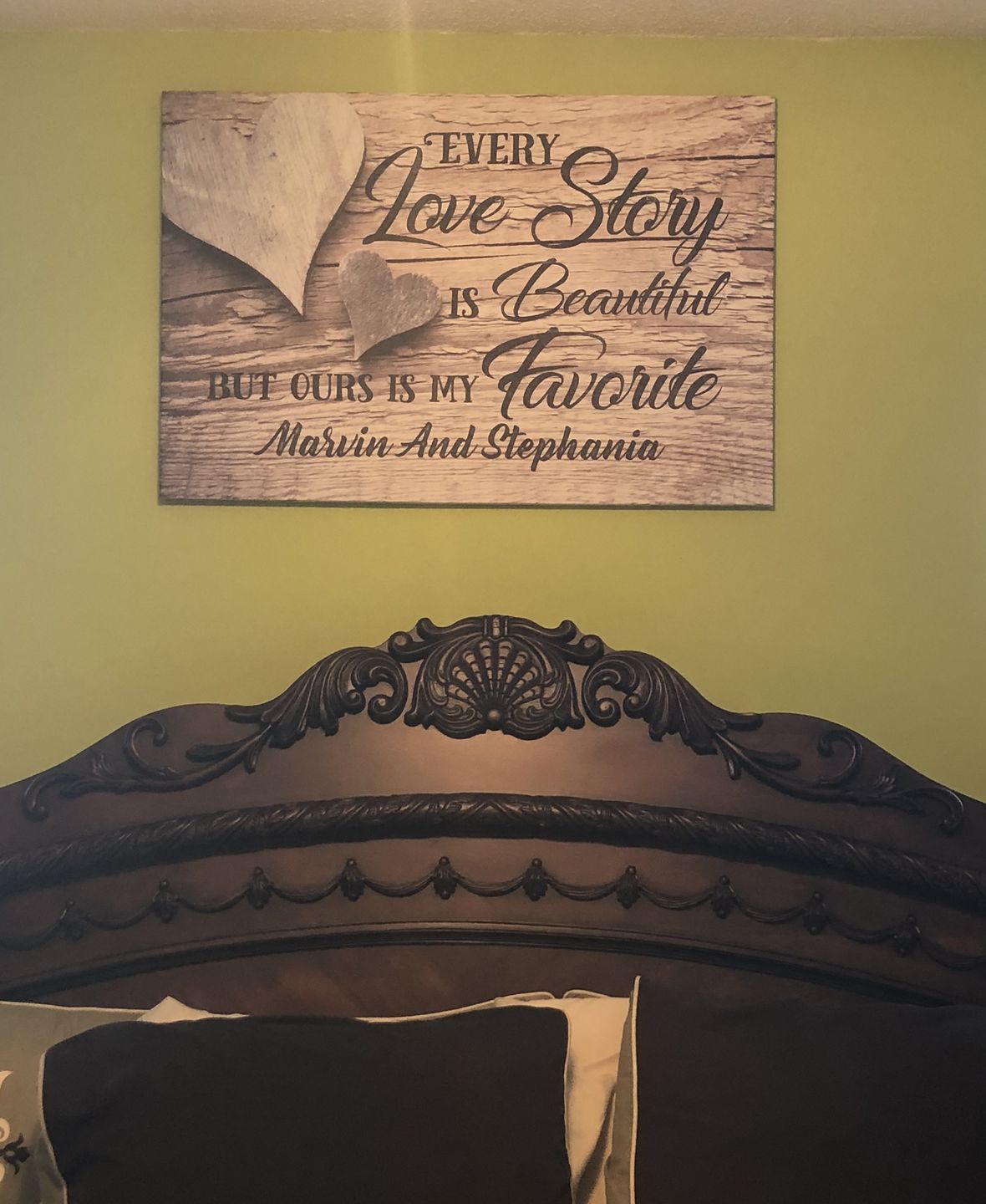 Customer photo review of Personalized "Our Love Story" Premium Canvas