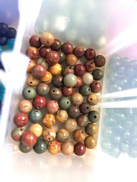 Customer photo review of 15.5" Picasso Jasper 6mm/8mm/10mm round beads, red brown Picasso stone beads