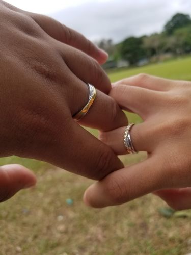 Customer photo review of Signoria Two Tone Wedding Rings