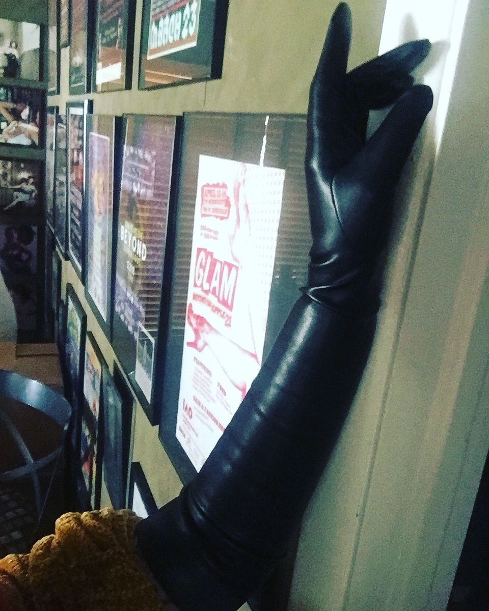 Customer photo review of Opera Gloves in Black Faux Leather