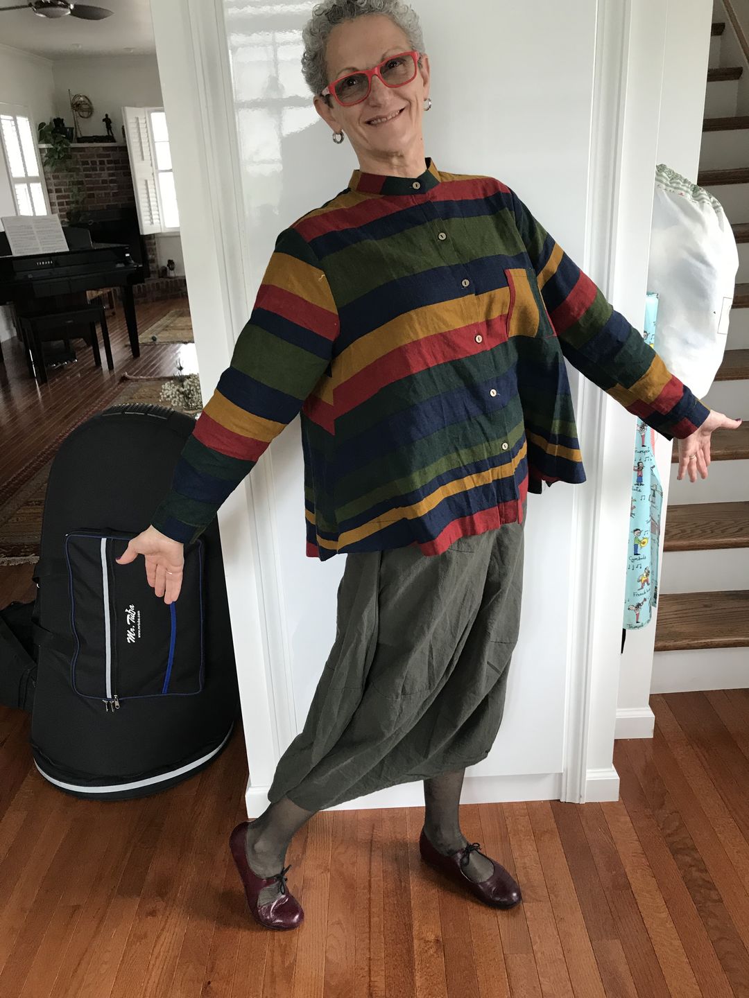Customer photo review of Plus Size - Vintage Striped Long Sleeve 100%Cotton Shirt