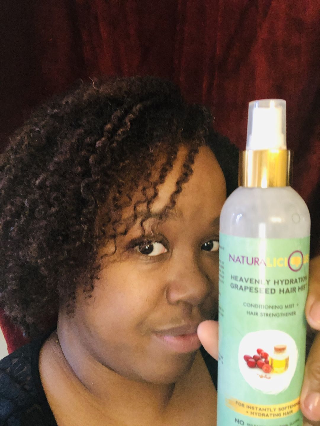 Customer photo review of WHOOPS Heavenly Hydration Grapeseed Hair Mist